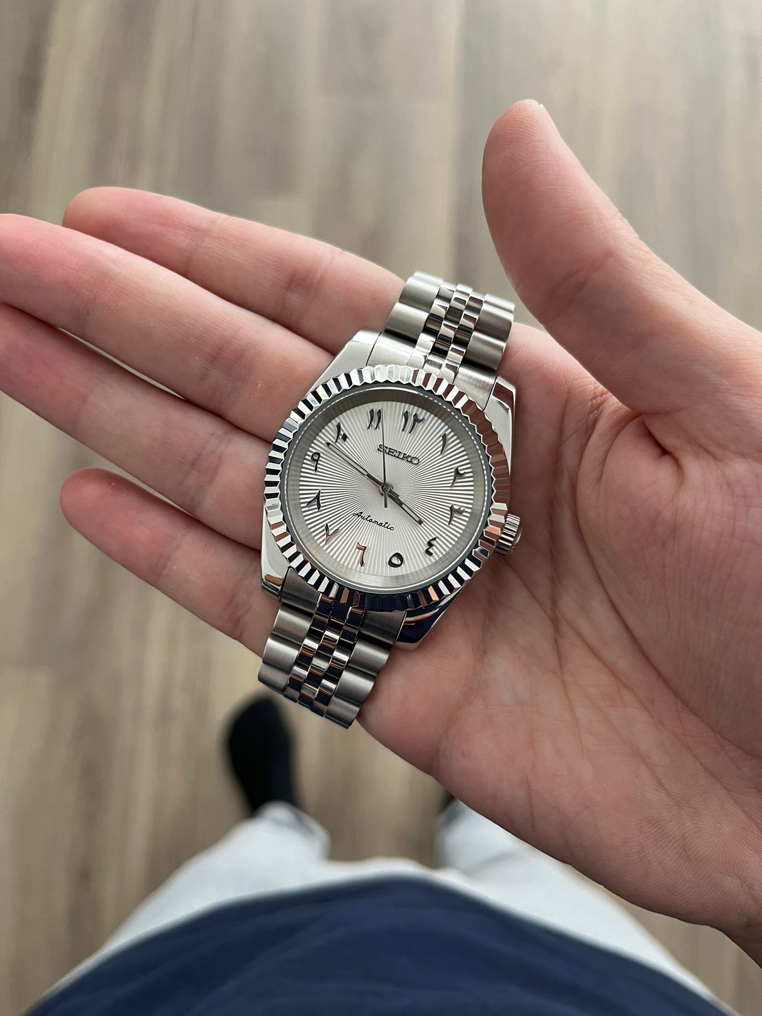 Seiko Mod 39mm Datejust White/Silver Dial with Arabic numerals