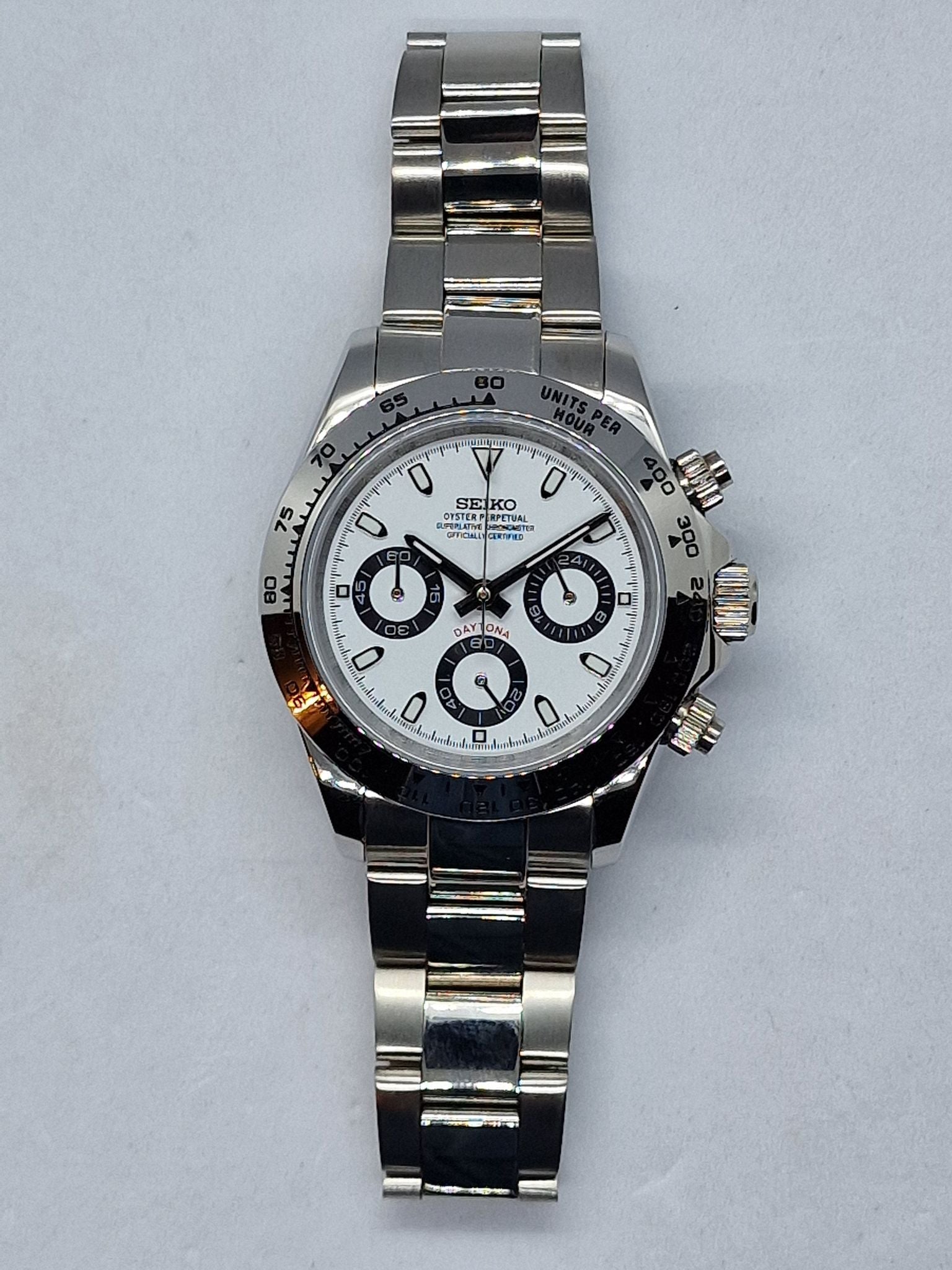Seiko Mod 40mm Daytona Panda Steel Bezel - Main Image