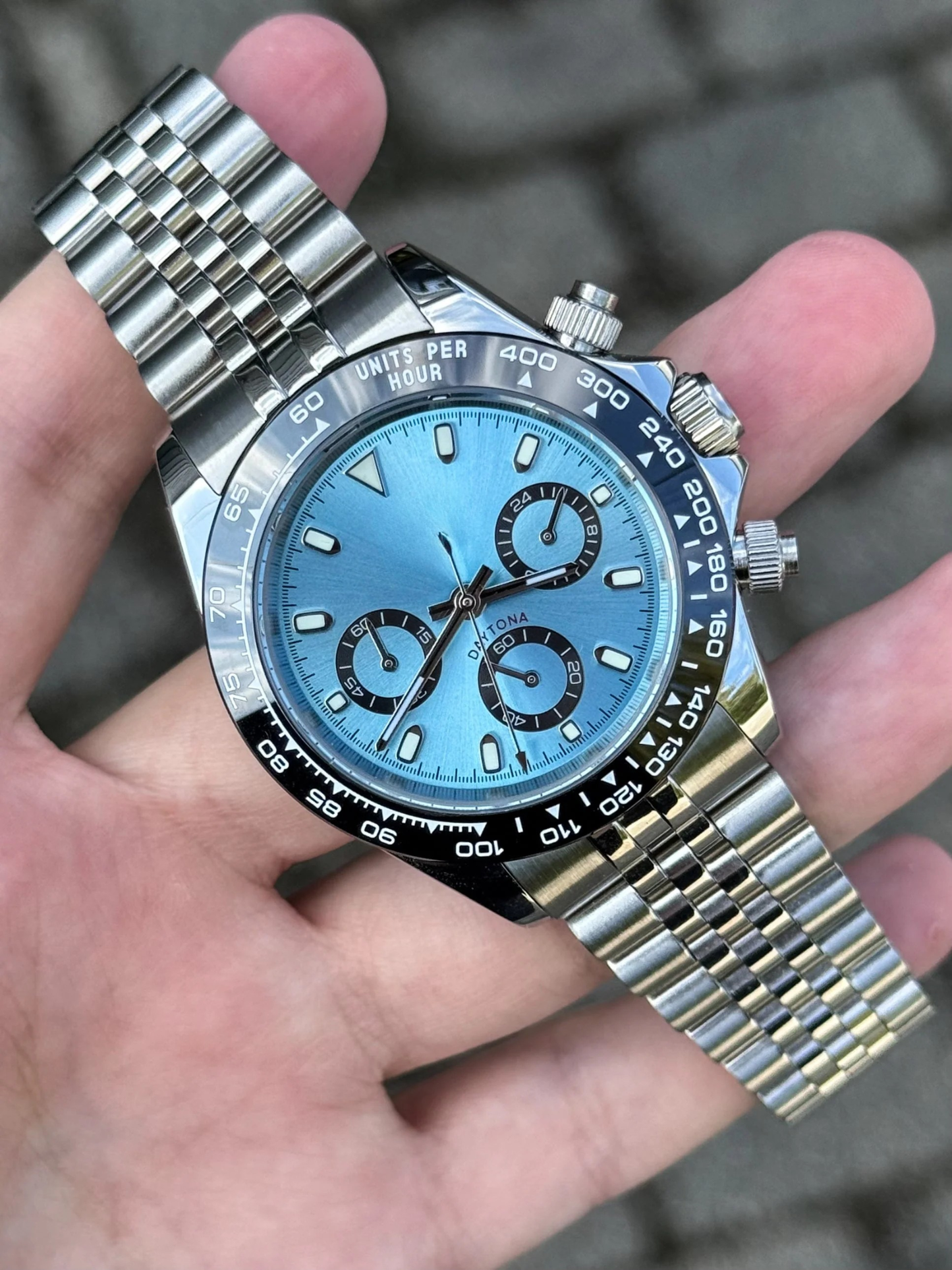 40mm Racing Chronograph Ice Blue Dial Black Ceramic Bezel