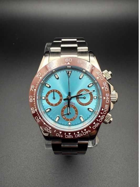 40mm Racing Chronograph Ice Blue Dial Brown Ceramic Bezel