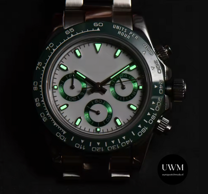 40mm Racing Chronograph Panda Dial Steel Bezel