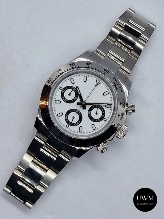 40mm Racing Chronograph Panda Dial Steel Bezel