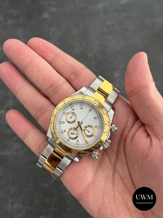 40mm Racing Chronograph White Dial Two Tone Gold Bezel