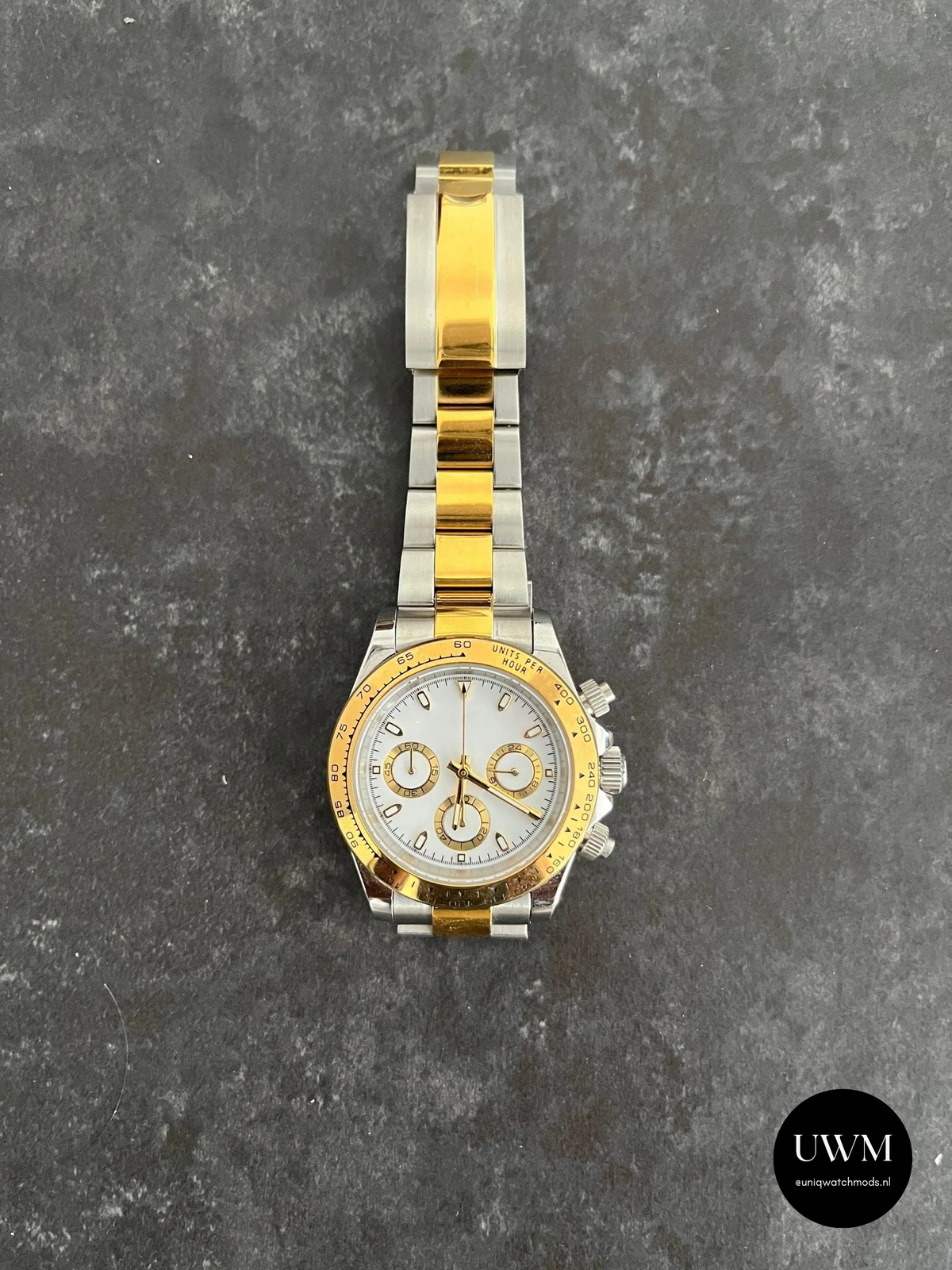 40mm Racing Chronograph White Dial Two Tone Gold Bezel