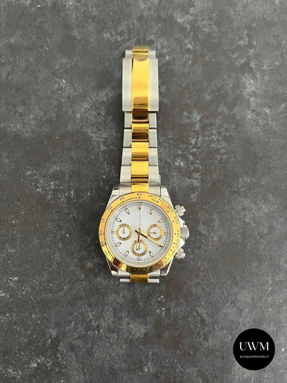 40mm Racing Chronograph White Dial Two Tone Gold Bezel