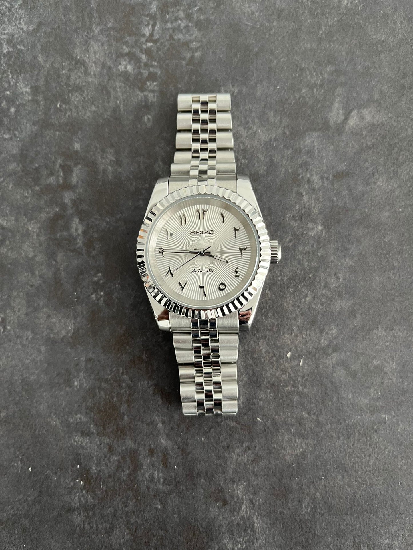 Seiko Mod - 39mm Datejust White/Silver Dial with Arabic numerals