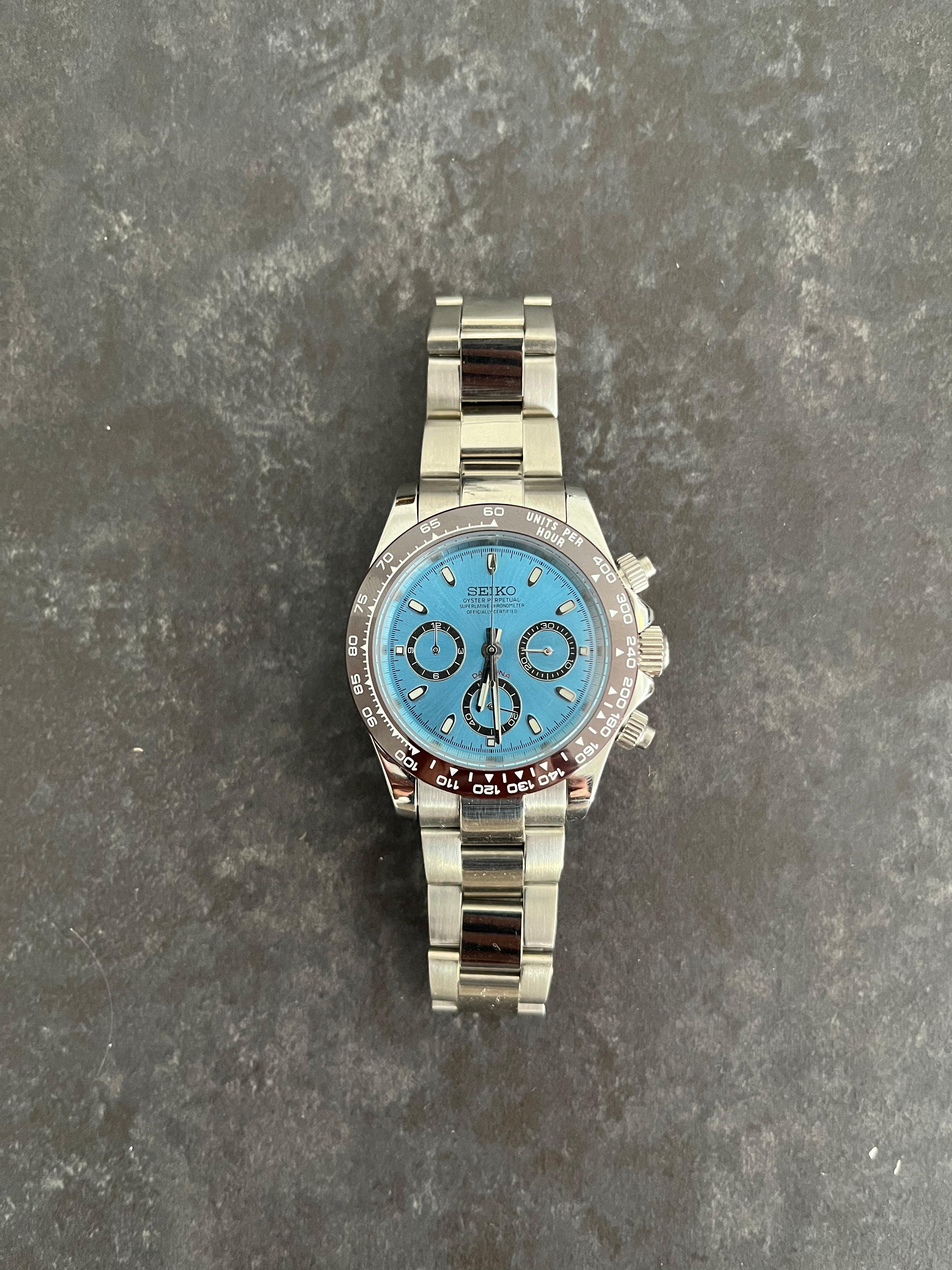 Seiko Mod 40mm Ice Blue Chronograph Uniq Watch Mods