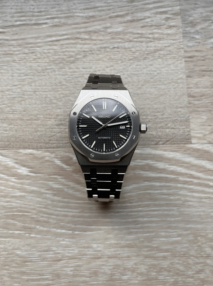 Seiko Mod - 41mm Royal Oak Automatic Black Dial - uniqwatchmods.nl