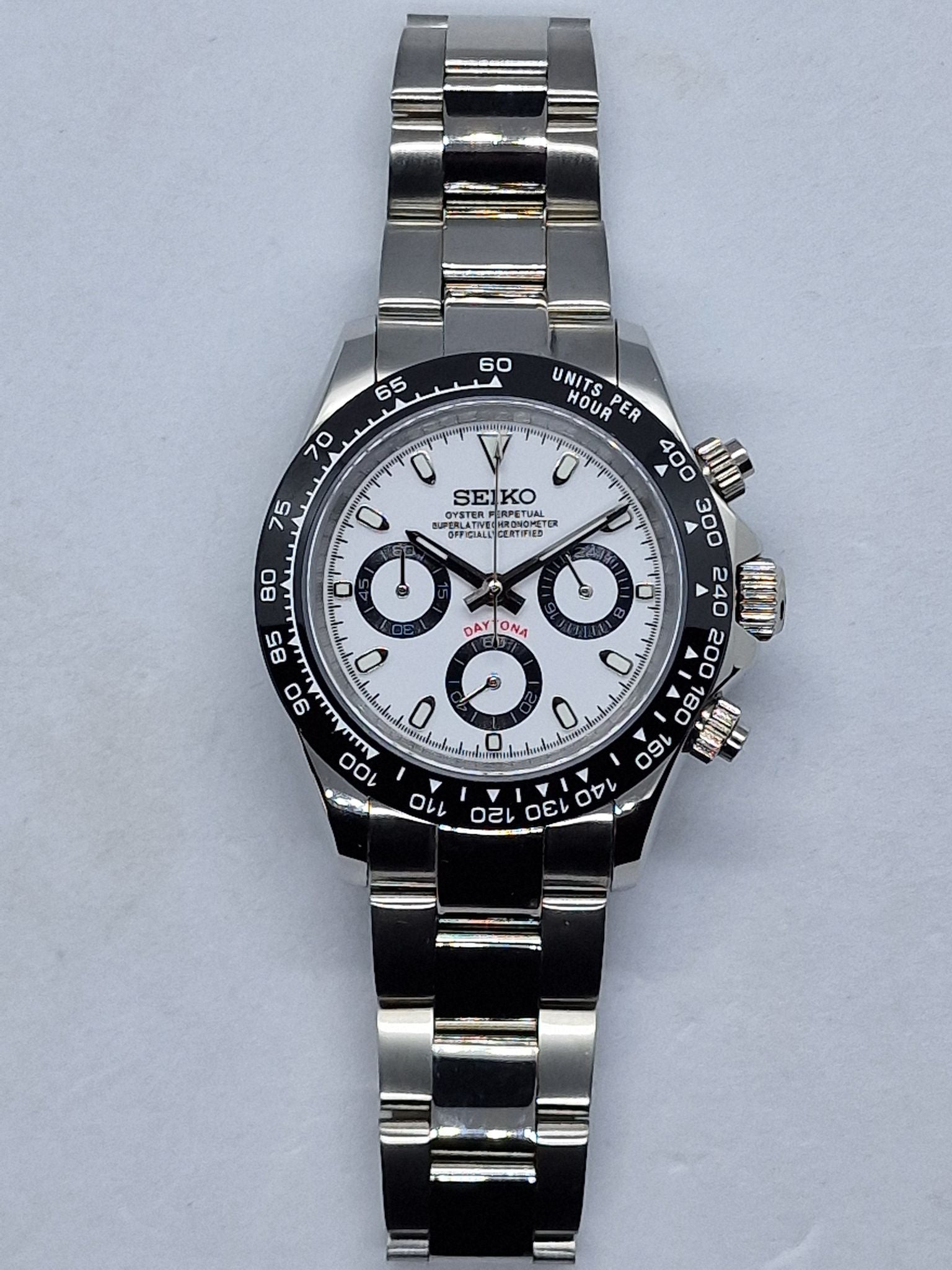 Seiko Mod 40mm Daytona Panda Ceramic Bezel Uniq Watch Mods